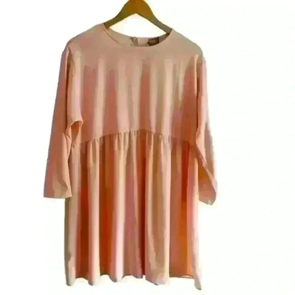 ASOS Light Pink Blush 3/4 Sleeve Babydoll Dress Size 8 NWOT